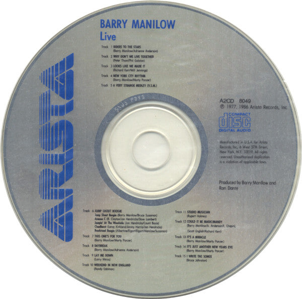 Barry Manilow : Live (CD, Album, RE)