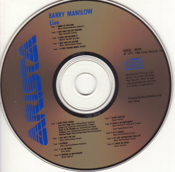 Barry Manilow : Live (CD, Album, RE)