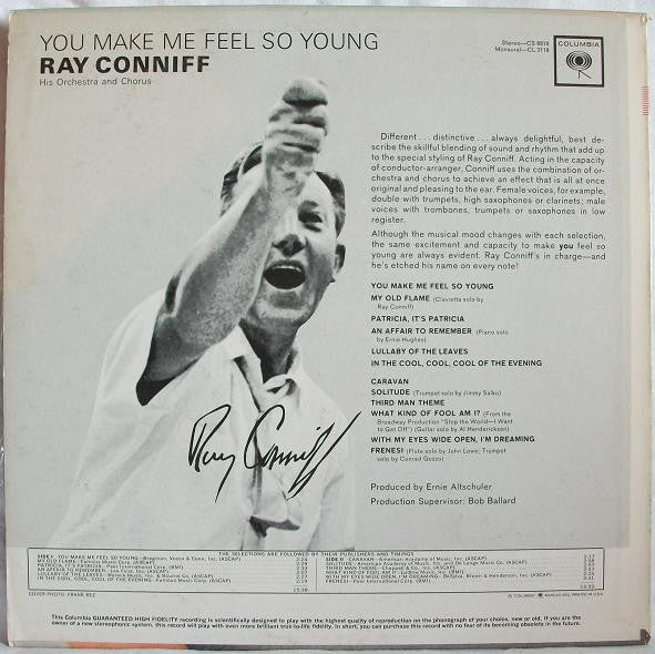 Ray Conniff And His Orchestra & Chorus : You Make Me Feel So Young (LP, Album, Mono)