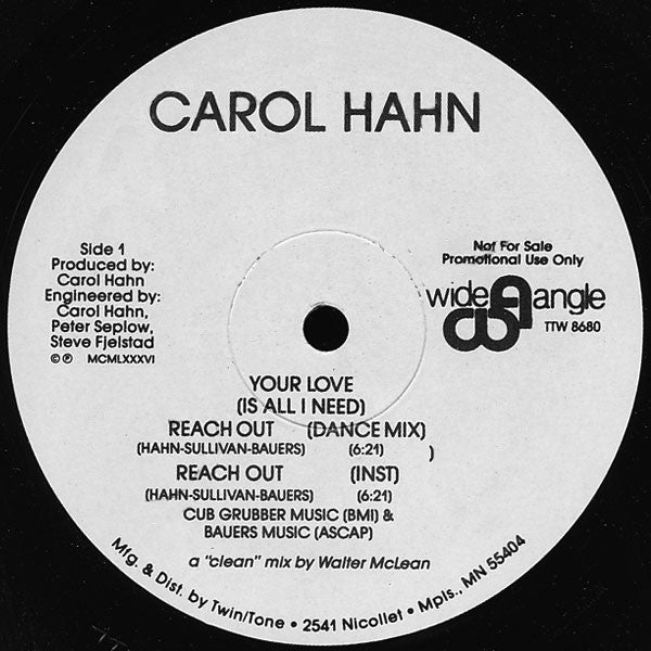 Carol Hahn : Your Love (Is All I Need) (12", Promo)