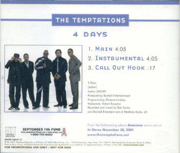 The Temptations : 4 Days (CD, Single, Promo)