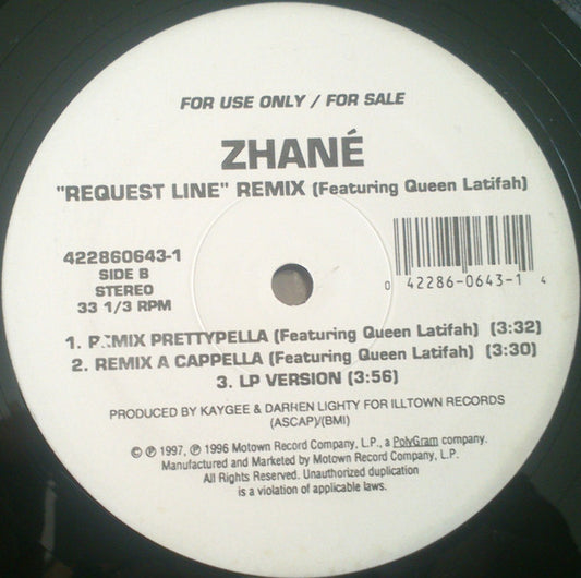 Zhané Featuring Queen Latifah : Request Line (Remix) (12", Promo)