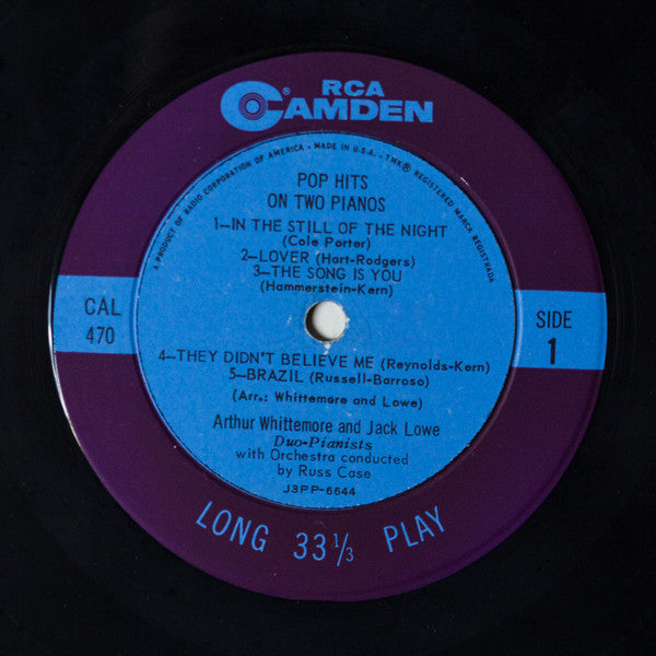 Arthur Whittemore, Jack Lowe : Pop Hits On Two Pianos (LP, Mono)