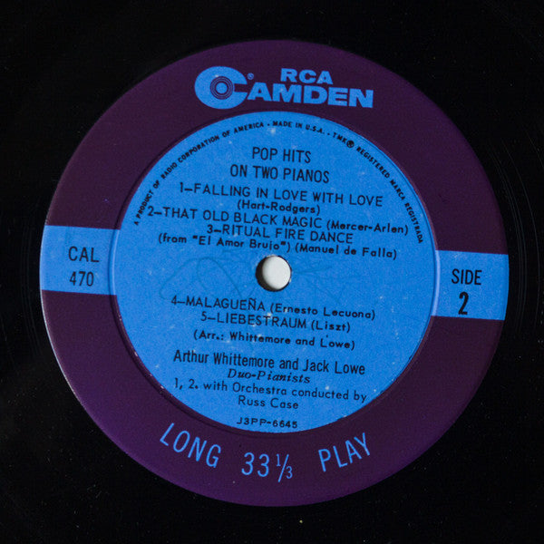 Arthur Whittemore, Jack Lowe : Pop Hits On Two Pianos (LP, Mono)