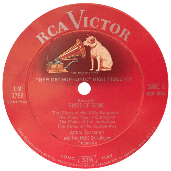 Ottorino Respighi - Arturo Toscanini : Fountains Of Rome / Pines Of Rome (LP, Album, Mono)