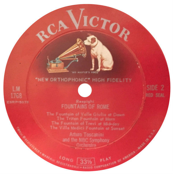 Ottorino Respighi - Arturo Toscanini : Fountains Of Rome / Pines Of Rome (LP, Album, Mono)