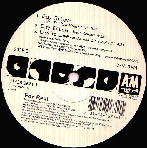 For Real : Easy To Love (12")