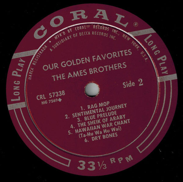 The Ames Brothers : Our Golden Favorites (LP, Comp)
