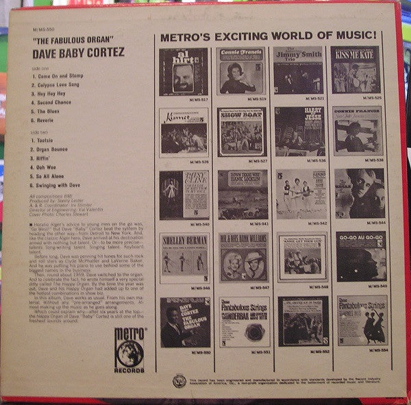 Dave "Baby" Cortez : The Fabulous Organ (LP, Album)
