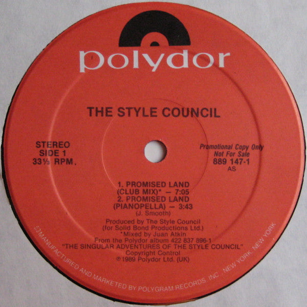 The Style Council : Promised Land (12", Single, Promo)