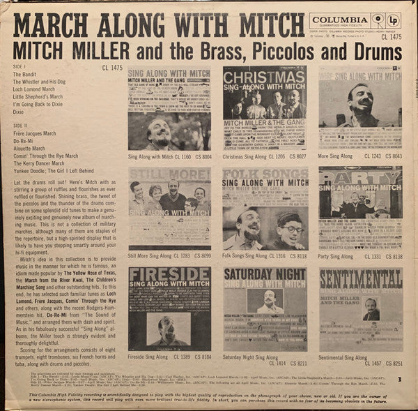 Mitch Miller And The Brass, Piccolos And Drums : March Along With Mitch (LP, Album, Mono)