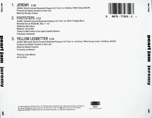 Pearl Jam : Jeremy (CD, Maxi, RE)