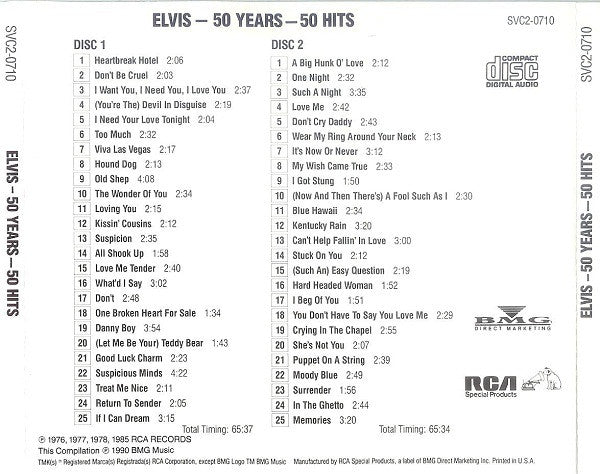 Elvis Presley : 50 Years - 50 Hits (2xCD, Comp, RE, Son)