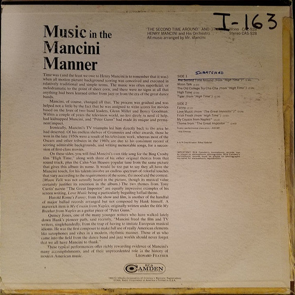 Henry Mancini : The Second Time Around And Others (LP, Mono)