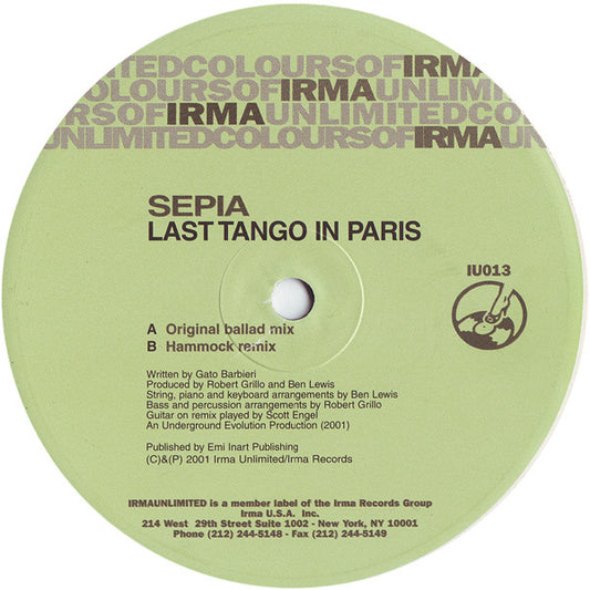 Sepia : Last Tango In Paris (12")