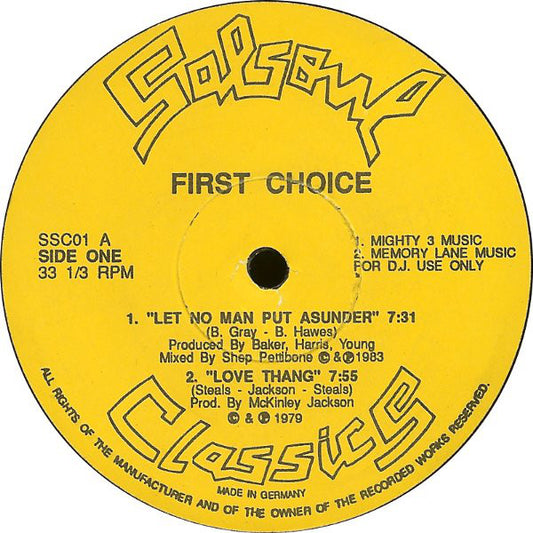 First Choice : Let No Man Put Asunder / Love Thang / Dr. Love (12", Unofficial)