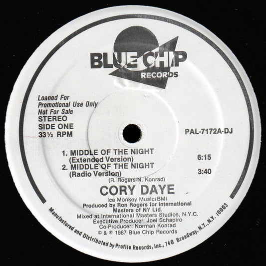 Cory Daye : Middle Of The Night (12", Single, Promo)