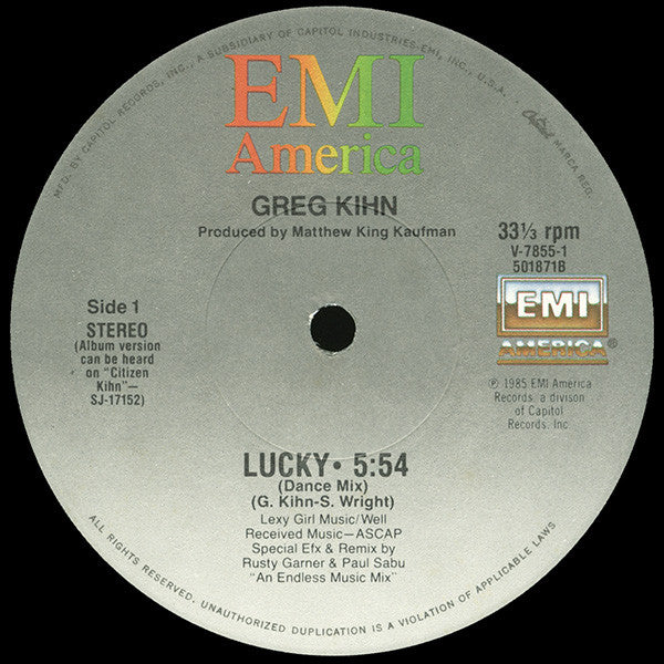 Greg Kihn : Lucky (12")