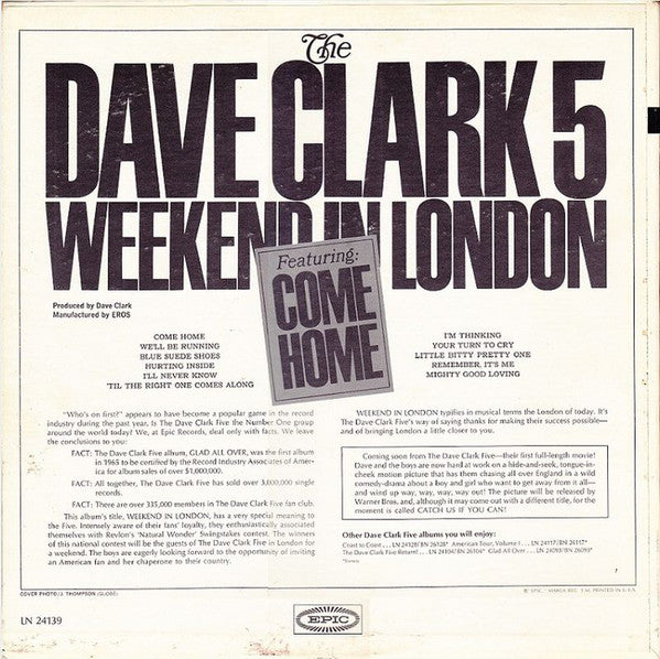 The Dave Clark Five : Weekend In London (LP, Album, Mono)