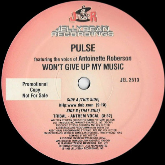 Pulse (3) : Won't Give Up My Music (12", Promo)