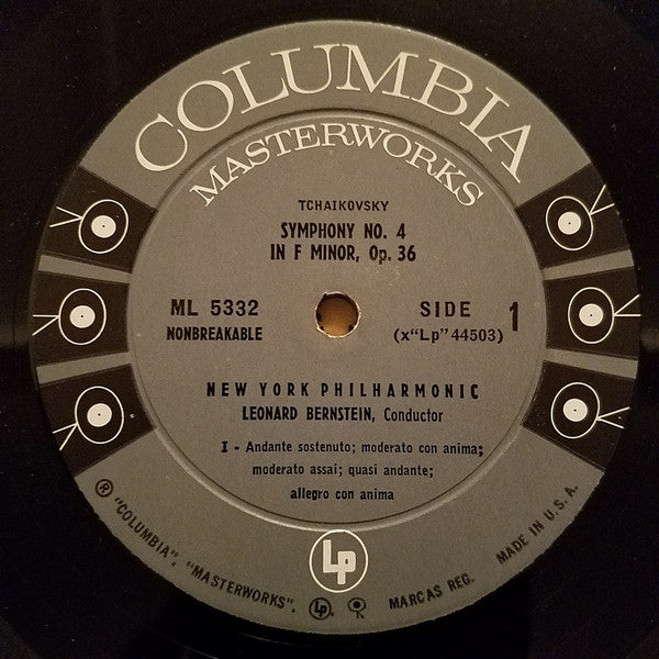 Pyotr Ilyich Tchaikovsky : New York Philharmonic, Leonard Bernstein : Symphony No. 4 In F Minor, Op. 36 (LP, Mono)