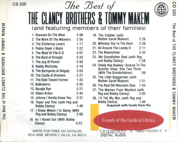 The Clancy Brothers & Tommy Makem : The Best Of The Clancy Brothers & Tommy Makem (And Featuring Members Of Their Families) (CD, Comp)