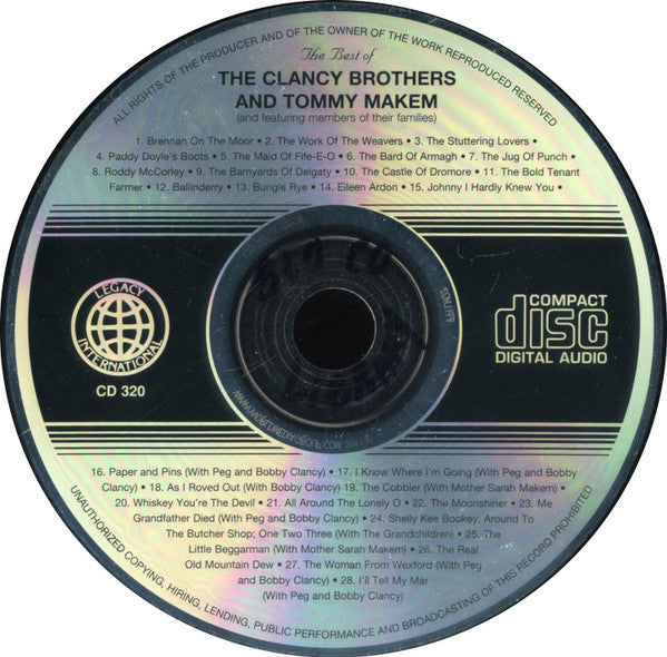 The Clancy Brothers & Tommy Makem : The Best Of The Clancy Brothers & Tommy Makem (And Featuring Members Of Their Families) (CD, Comp)