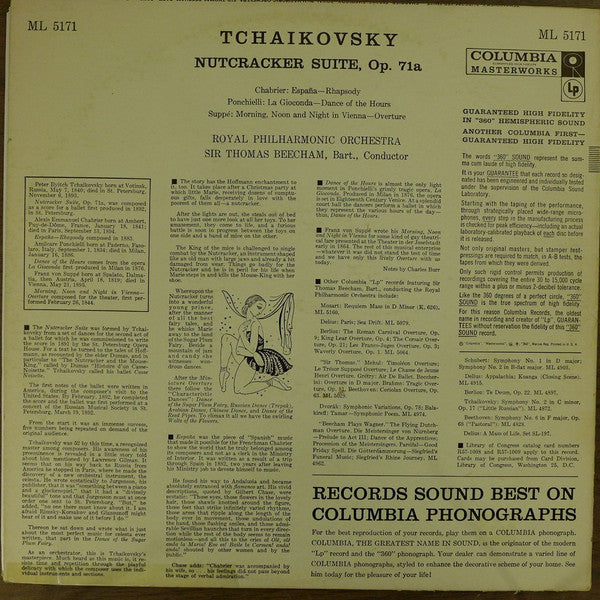 The Royal Philharmonic Orchestra, Sir Thomas Beecham / Pyotr Ilyich Tchaikovsky, Emmanuel Chabrier, Amilcare Ponchielli, Franz von Suppé : Nutcracker Suite, Op. 71a (LP)