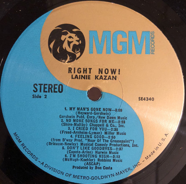Lainie Kazan : Right Now! (LP, Album, RE)