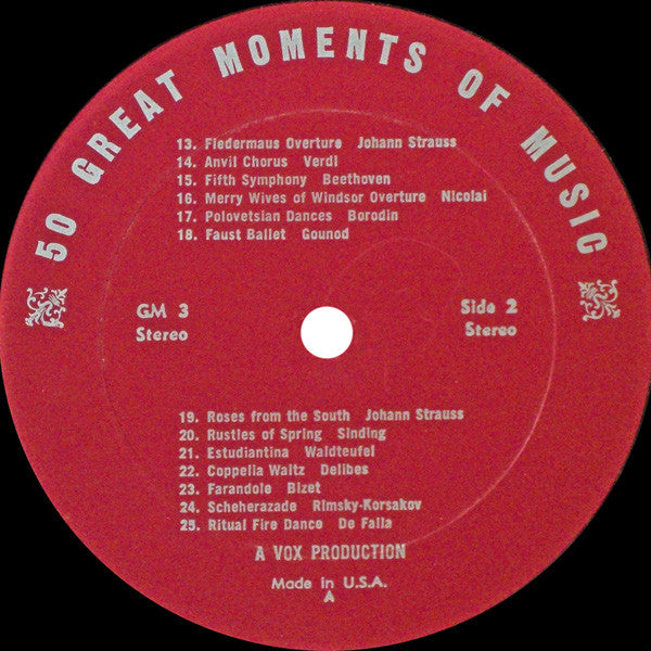 Unknown Artist : 50 Great Moments Of Music (Album No. 1) (2xLP, Comp)