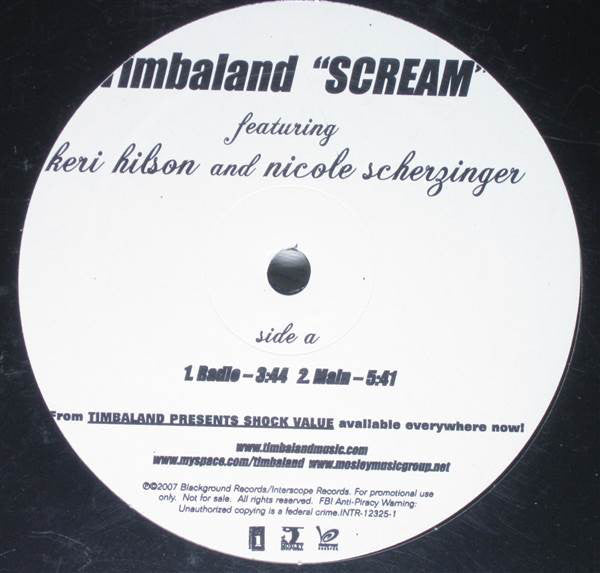 Timbaland Featuring Keri Hilson And Nicole Scherzinger : Scream (12", Promo)