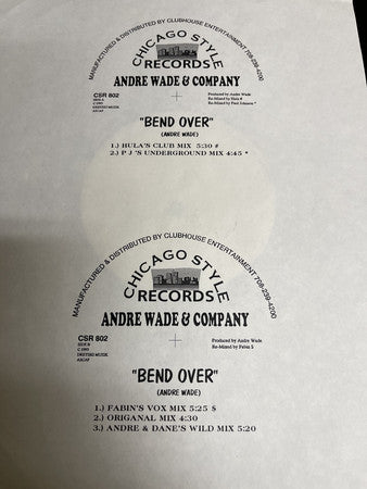 Andre Wade & Company (5) : Bend Over (12", W/Lbl)