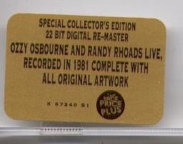 Ozzy Osbourne : Randy Rhoads Tribute (CD, Album, RE, RM, S/Edition)