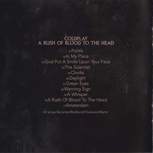 Coldplay : A Rush Of Blood To The Head (CD, Album, EMI)