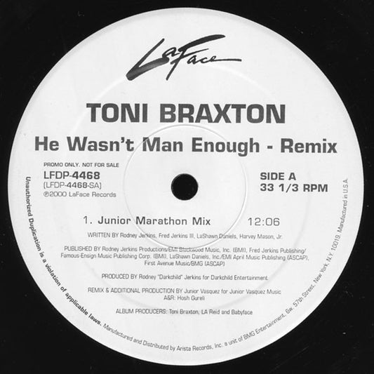 Toni Braxton : He Wasn't Man Enough - Remix (12", Promo)