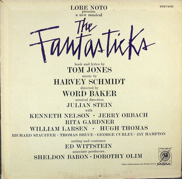 Various : The Fantasticks - Original Cast Album (LP, Album, Mono, MGM)