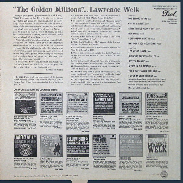 Lawrence Welk : The Golden Millions (LP, Album, Mono)