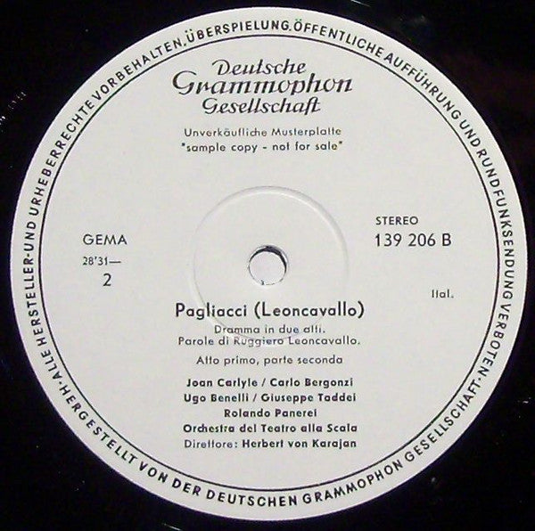 Pietro Mascagni, Ruggiero Leoncavallo, Herbert von Karajan, Teatro Alla Scala, Joan Carlyle, Fiorenza Cossotto, Carlo Bergonzi, Giangiacomo Guelfi, Giuseppe Taddei : Cavalleria Rusticana / I Pagliacci (3xLP + Box, RE)