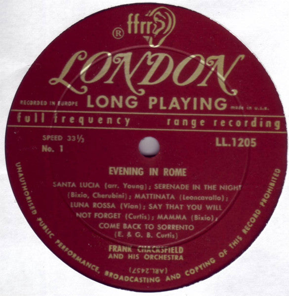 Frank Chacksfield & His Orchestra : Evening In Rome... (LP)