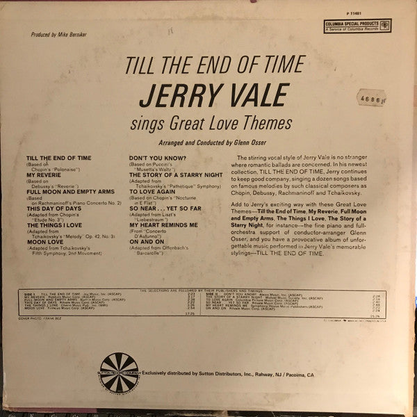 Jerry Vale : Till The End Of Time (LP, Album, RE)