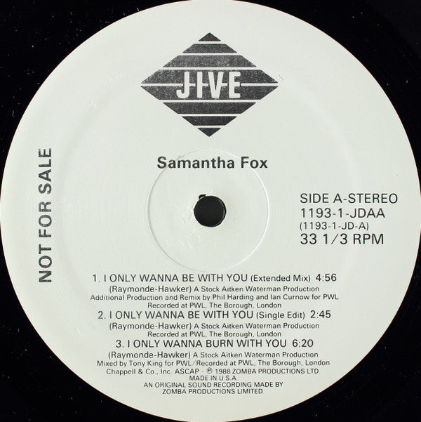 Samantha Fox : I Only Wanna Be With You (12", Promo)