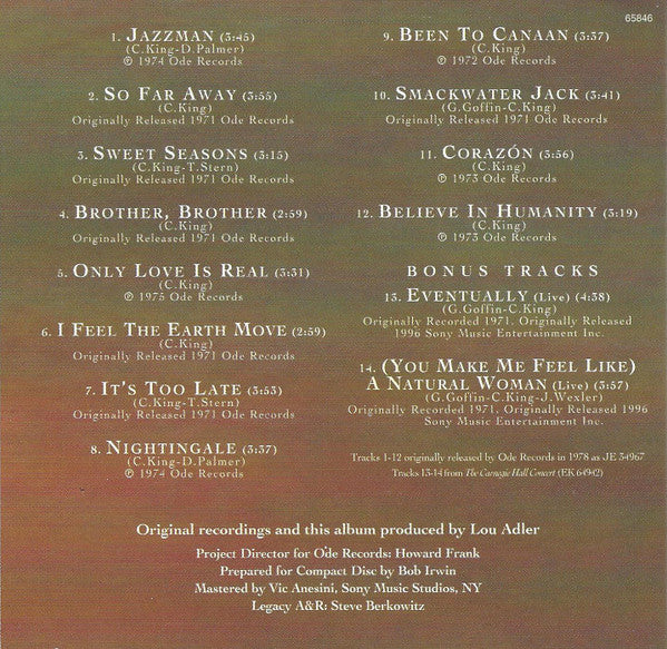 Carole King : Her Greatest Hits (CD, Comp, RE, RM)