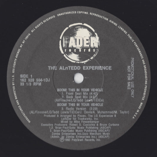 The ALnTedd Experience : Boom! This In Your Vehicle (12", Promo)