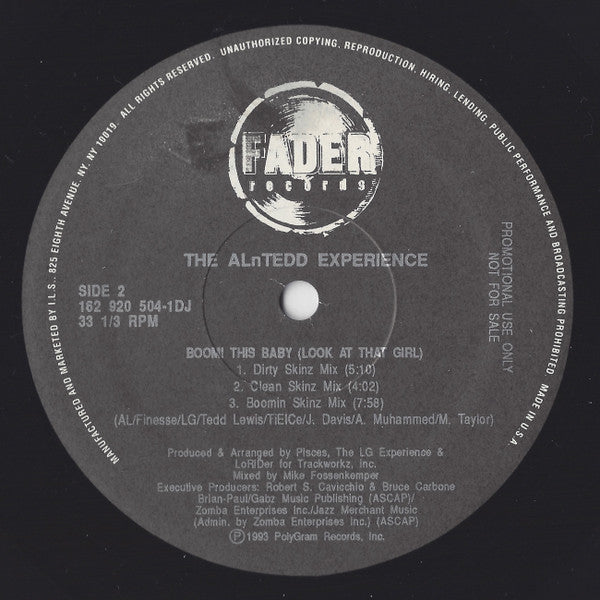 The ALnTedd Experience : Boom! This In Your Vehicle (12", Promo)
