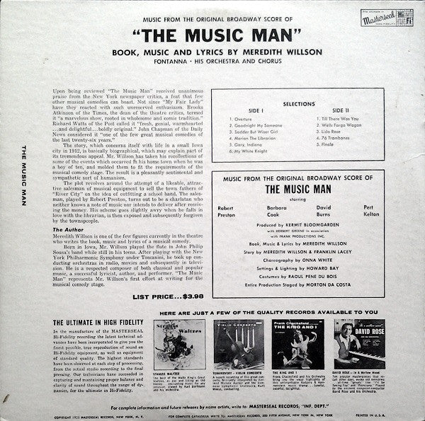 Fontanna His Orchestra And Chorus : The Music Man - Vocal Highlights (LP, Album)