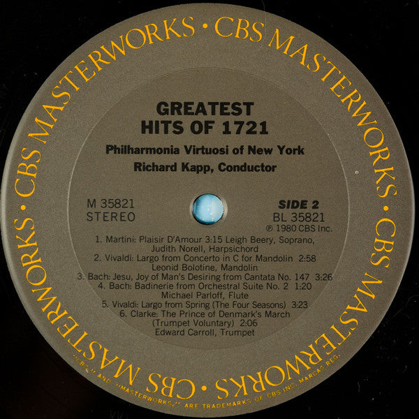Philharmonia Virtuosi, Richard Kapp : Greatest Hits Of 1721 (LP, Album)