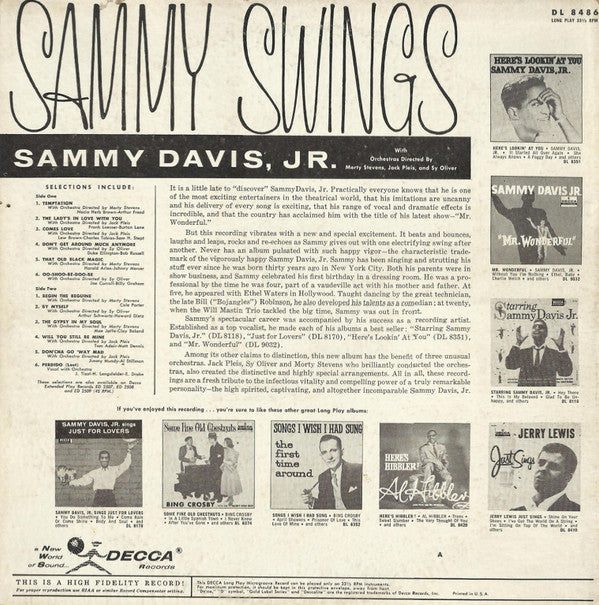 Sammy Davis Jr. : Sammy Swings (LP, Mono)