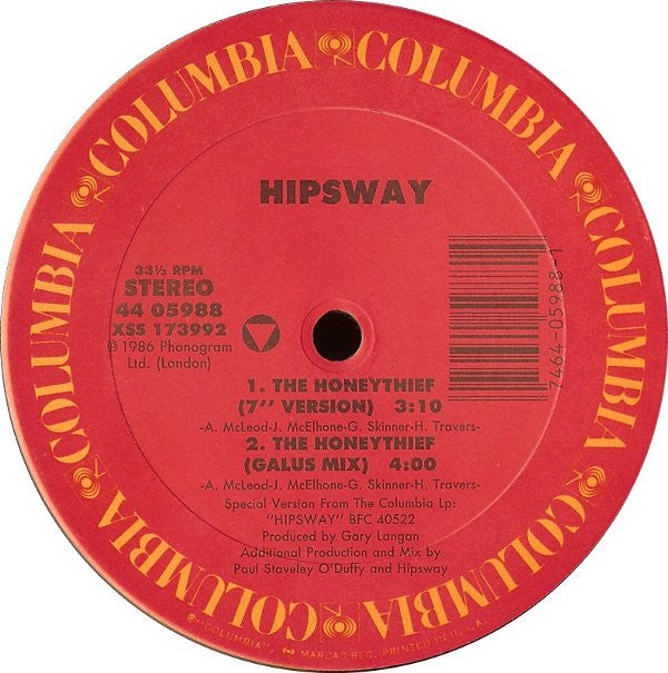 Hipsway : The Honeythief (12", Single, Car)