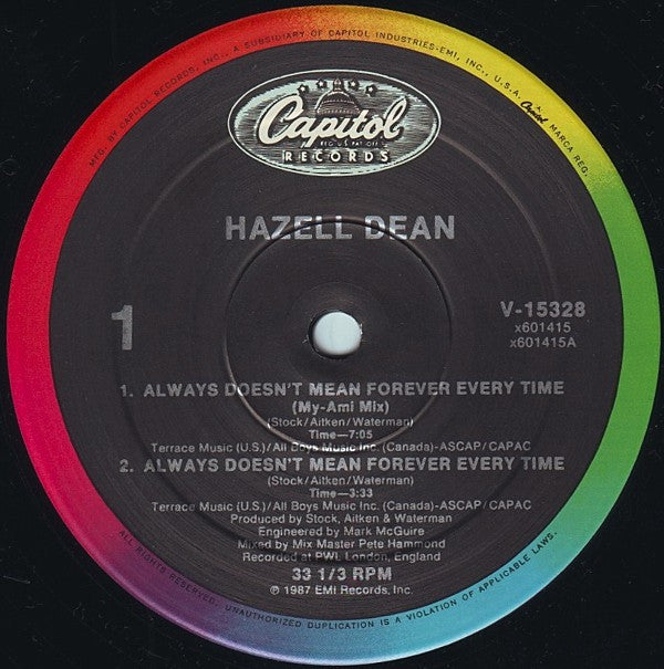 Hazell Dean : Always Doesn't Mean Forever Every Time (12")