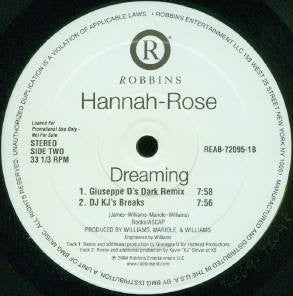 Hannah-Rose : Dreaming (12", Promo)